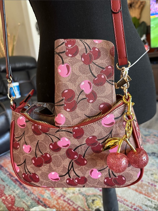 Classic Fashion Handbags - Cherry Print Crossbody in Red and Pink